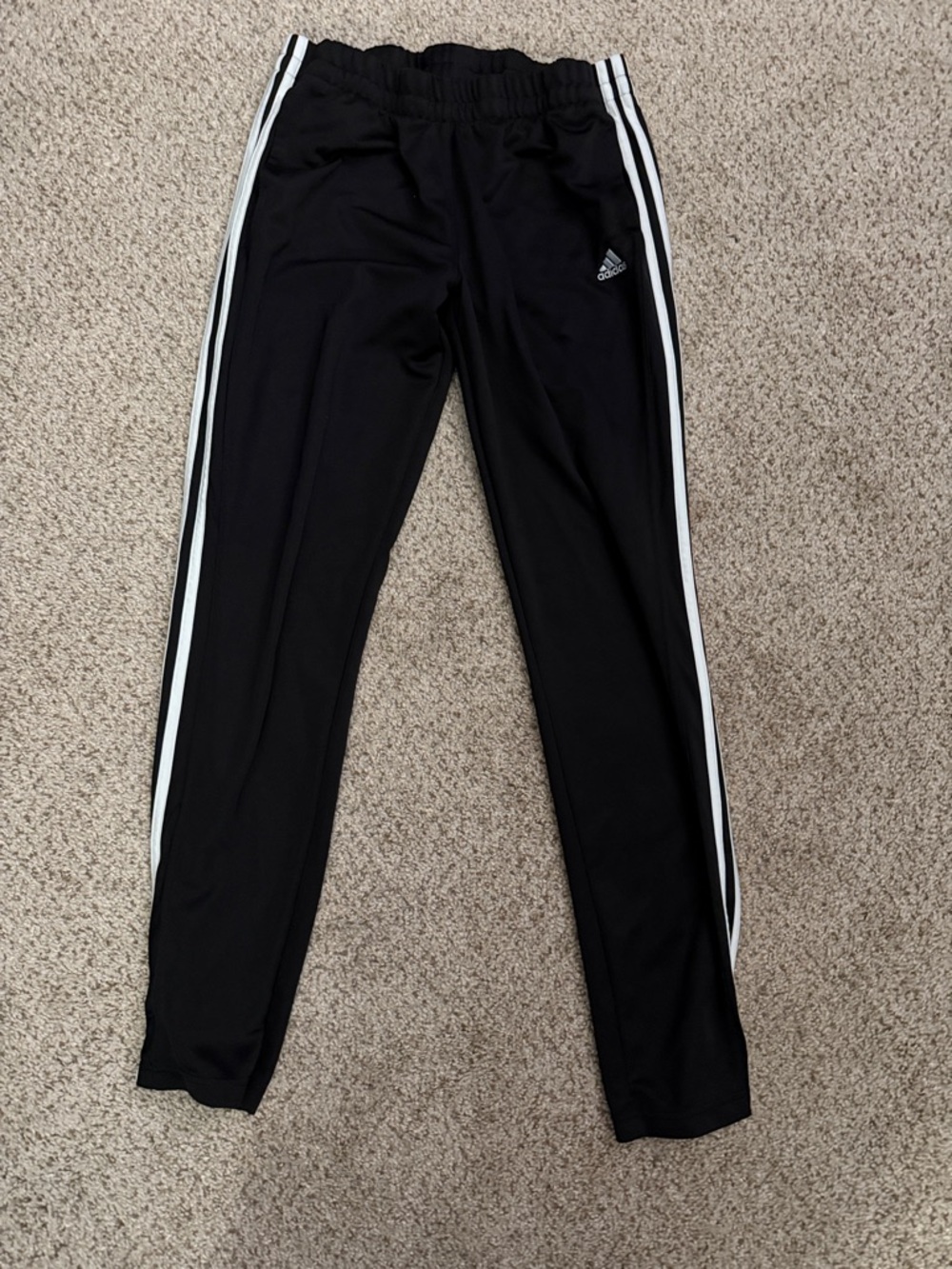 Adidas Black Jogger Pants with White Side Stripes Size L